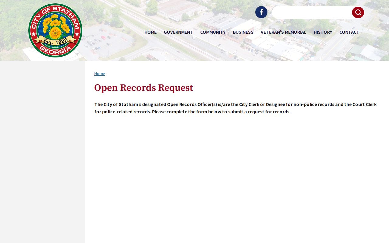 Statham police arrest record request route in Barrow County
