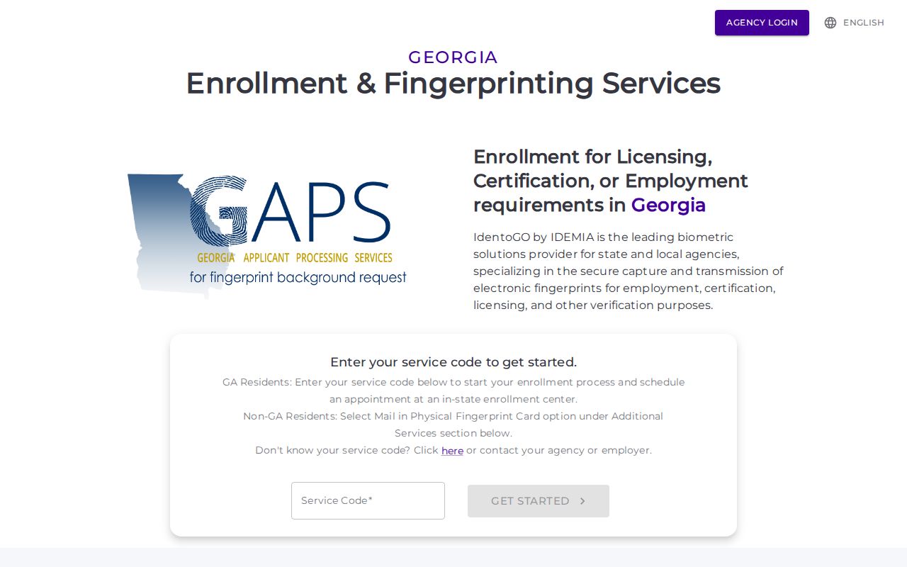 Barrow County criminal records GAPS fingerprint registration interface