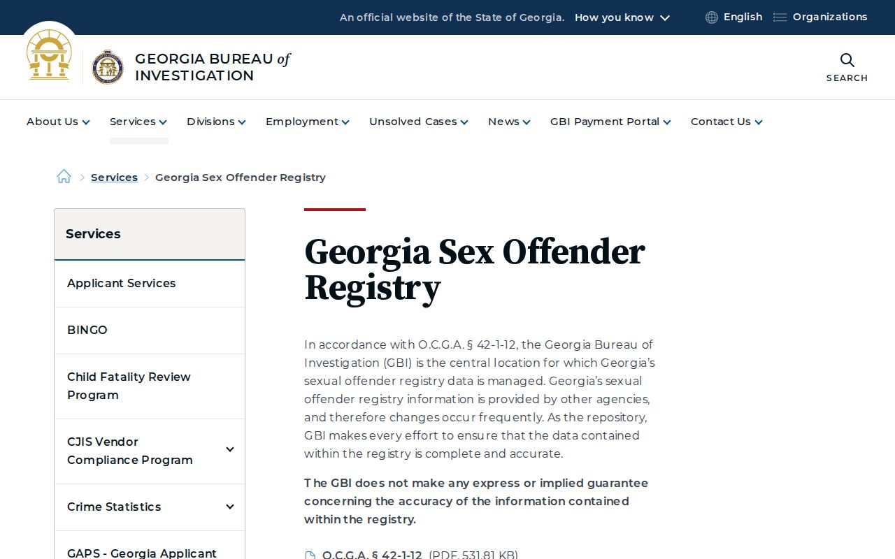 Georgia registry entry for a Barrow County sex offender check